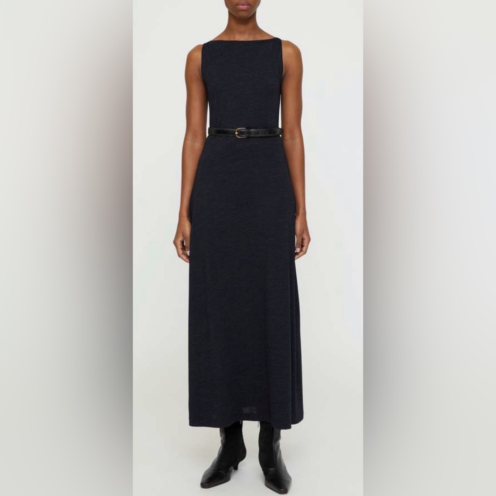 Toteme Boat Neck Jersey Dress navy Wool Small New Time Capsule Quiet Luxury